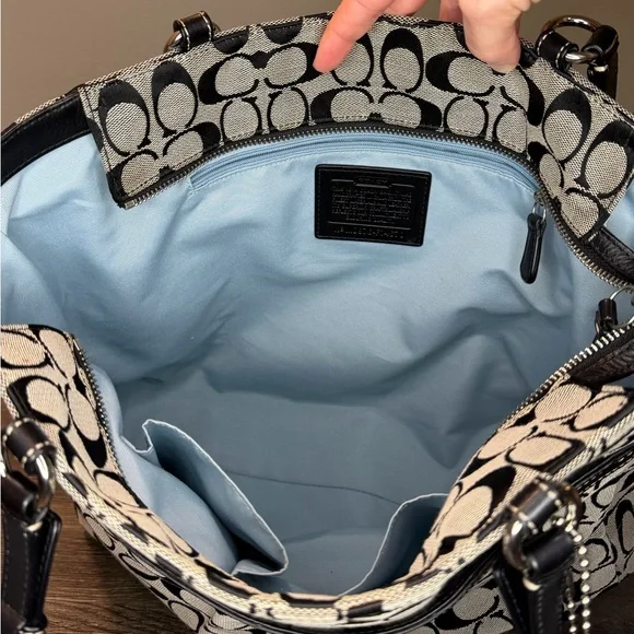 Coach Signature Black and Gray Tote - Picture 9 of 16